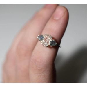 Raw sapphire ring, alternative engagement ring, Montana sapphire ring